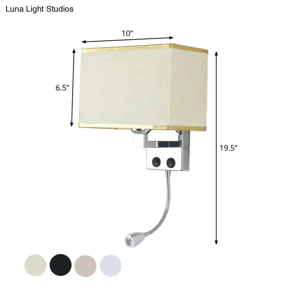 Chrome gooseneck wall lamp by Decorbites with ivory fabric shade, 19.5 in tall on Tampa Home & Garden Store