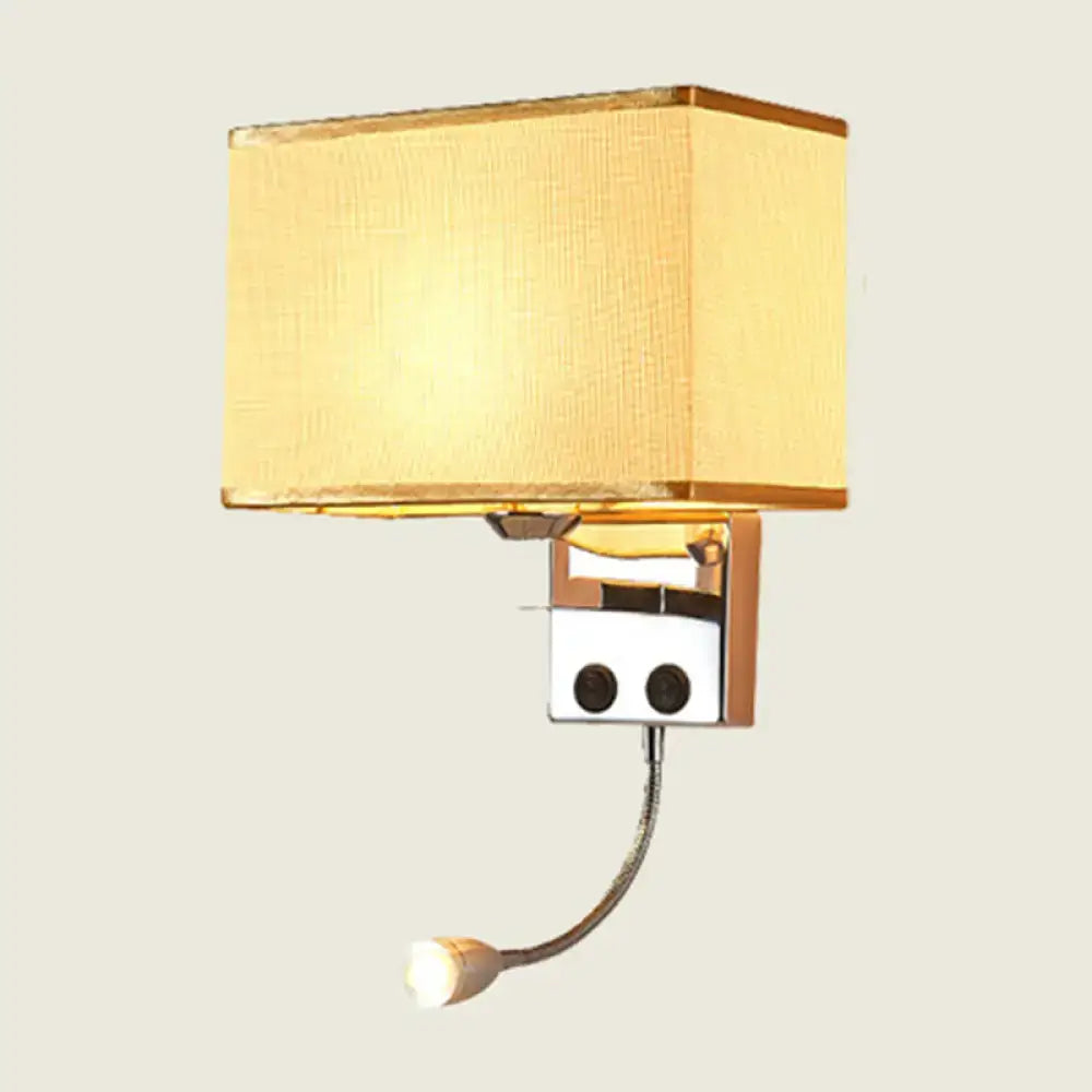 Chrome Gooseneck Wall Lamp by Decorbites with beige fabric shade, wall-mounted, corded on Tampa Home & Garden Store