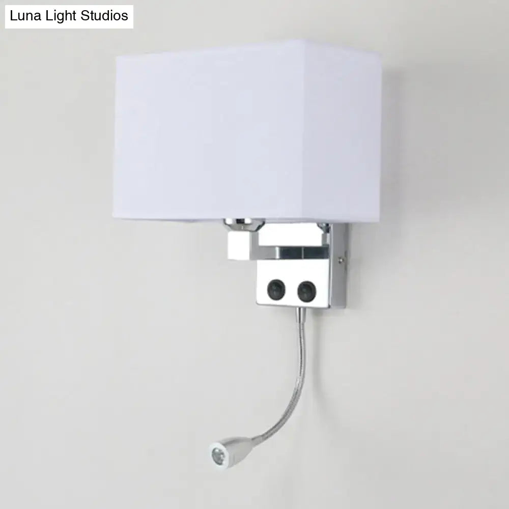 Chrome gooseneck wall lamp with white rectangular shade by Decorbites on Tampa Home & Garden Store
