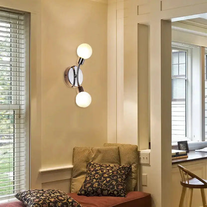 Modern Chrome Wall Lamp with White Glass Fixture