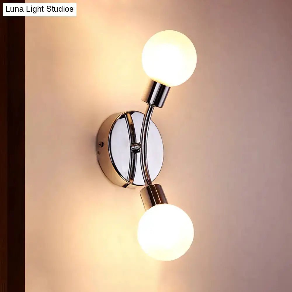 Modern chrome wall lamp with two white glass globes bedroom sconce by Decorbites on Tampa Home & Garden Store