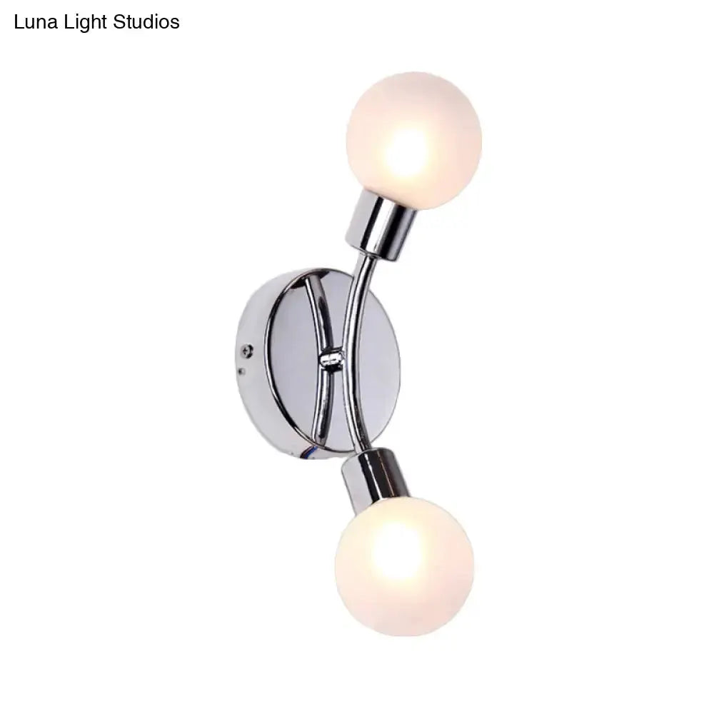 Modern chrome wall lamp with glass globes, two-globe bedroom light on Tampa Home & Garden Store