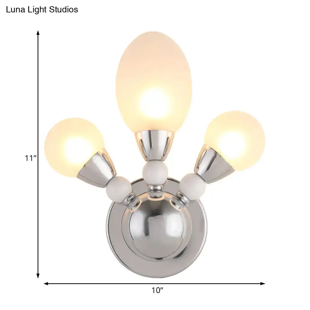 Chrome Glass Dual-Light Wall Sconce with three frosted globe bulbs Decorbites on Tampa Home & Garden Store