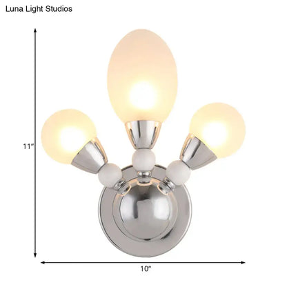 Chrome Glass Dual-Light Wall Sconce with three frosted globe bulbs Decorbites on Tampa Home & Garden Store