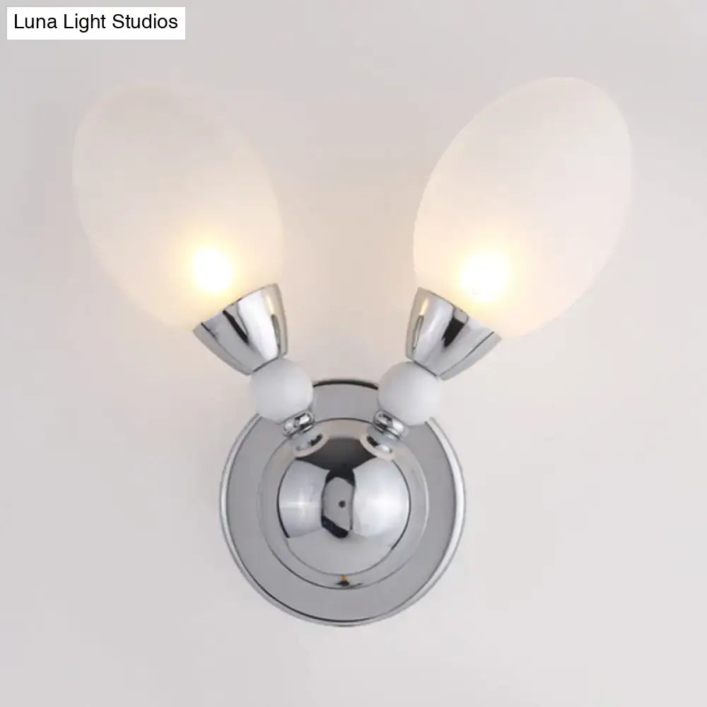 Chrome Glass Dual-Light Wall Sconce frosted glass shades on chrome backplate Luna Light Studios on Tampa Home & Garden Store
