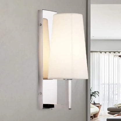 Chrome Fabric Cone Wall Sconce by Decorbites with white fabric shade wall mount on Tampa Home & Garden Store