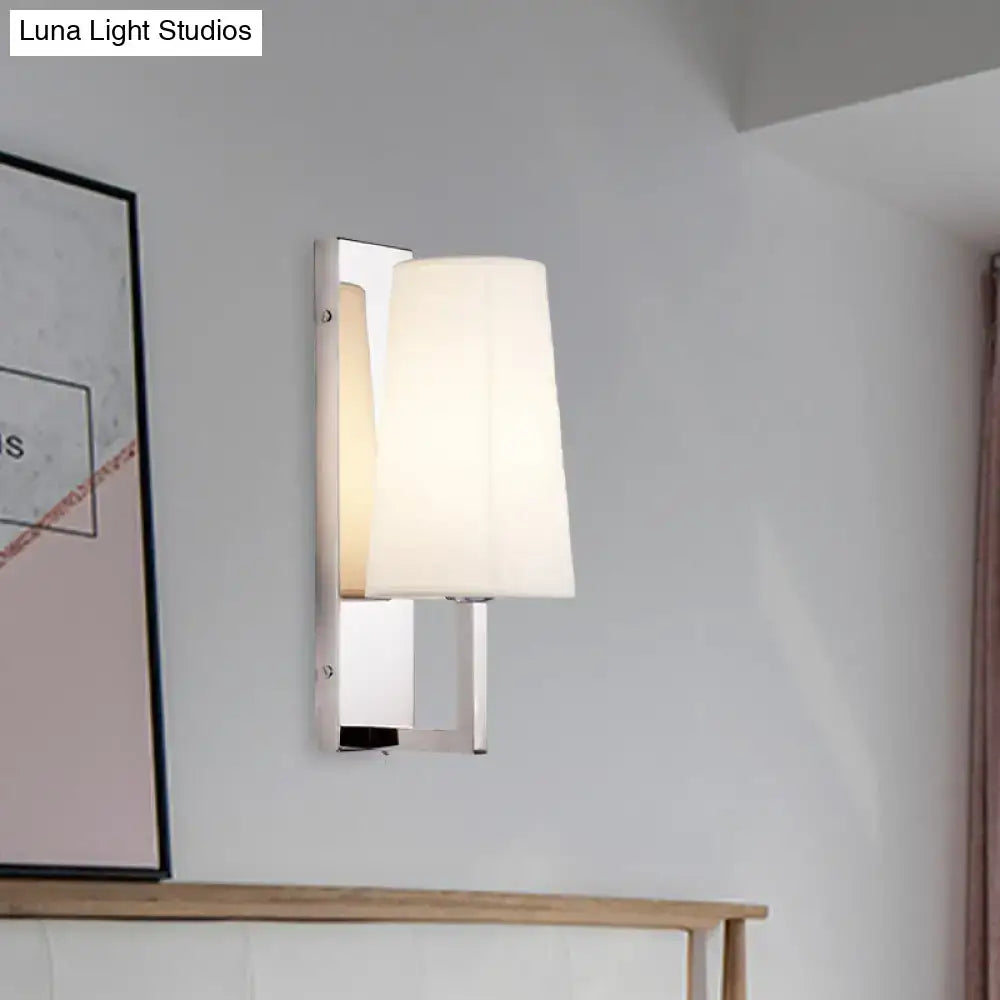 Chrome Fabric Cone Wall Sconce by Decorbites with white fabric shade, wall-mounted on Tampa Home & Garden Store