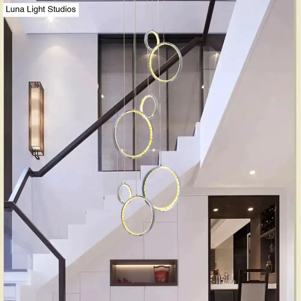 Pendant light Decorbites modern circle LED crystal rings for dining room gold finish on Tampa Home & Garden Store