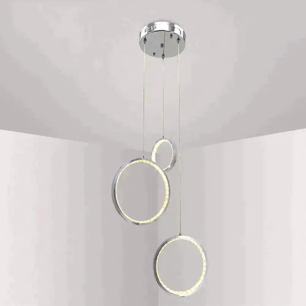 Pendant light with two circular LED rings, chrome finish Decorbites on Tampa Home & Garden Store
