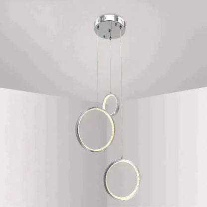 Pendant light with two circular LED rings, chrome finish Decorbites on Tampa Home & Garden Store