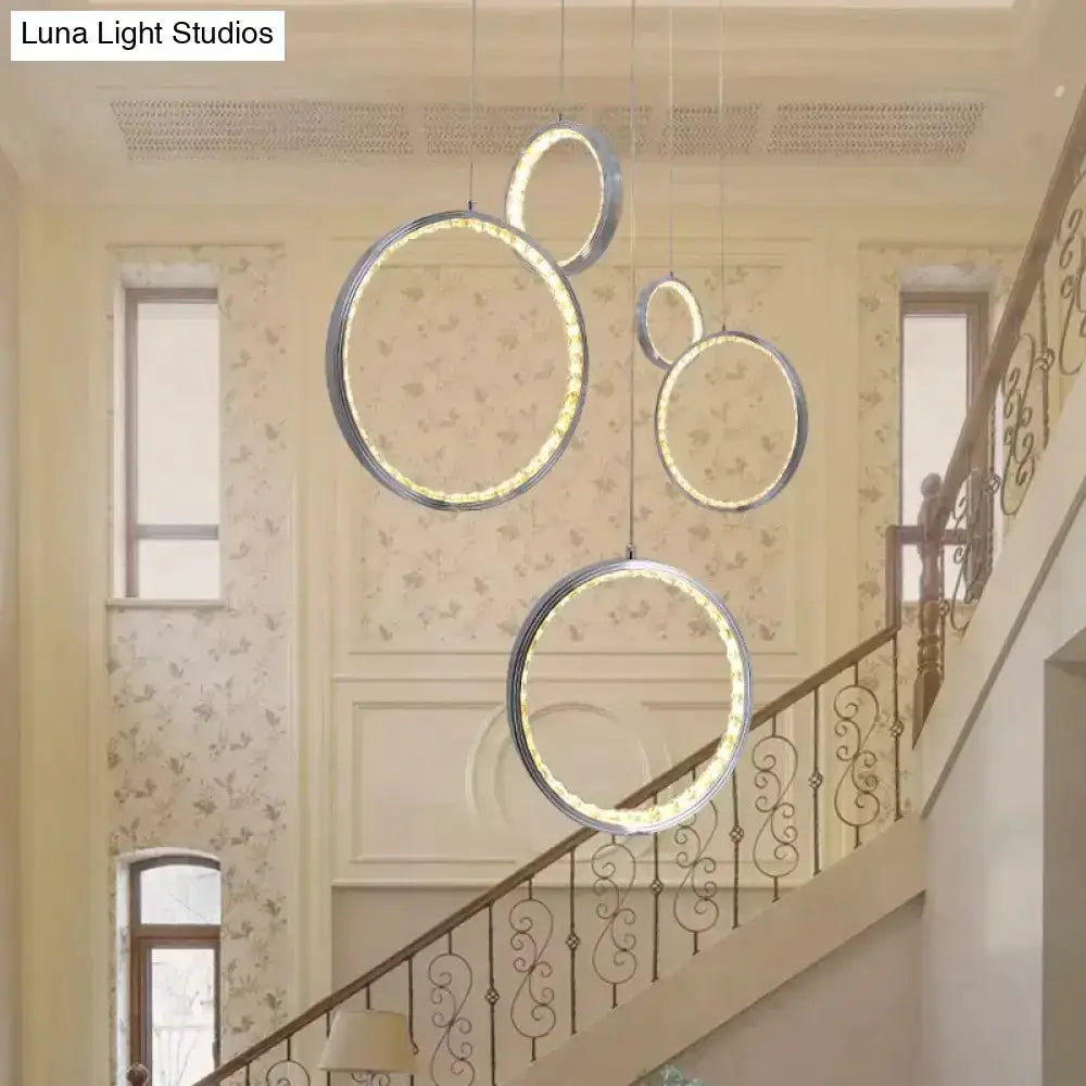 Pendant light: modern multi-ring circle LED crystal rings by Decorbites, dining room chandelier on Tampa Home & Garden Store