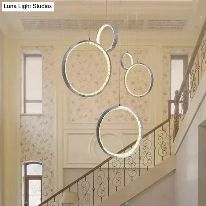 Pendant light: modern multi-ring circle LED crystal rings by Decorbites, dining room chandelier on Tampa Home & Garden Store