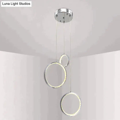 Modern circle LED crystal pendant light by Decorbites, dual ring chrome dining room pendant on Tampa Home & Garden Store