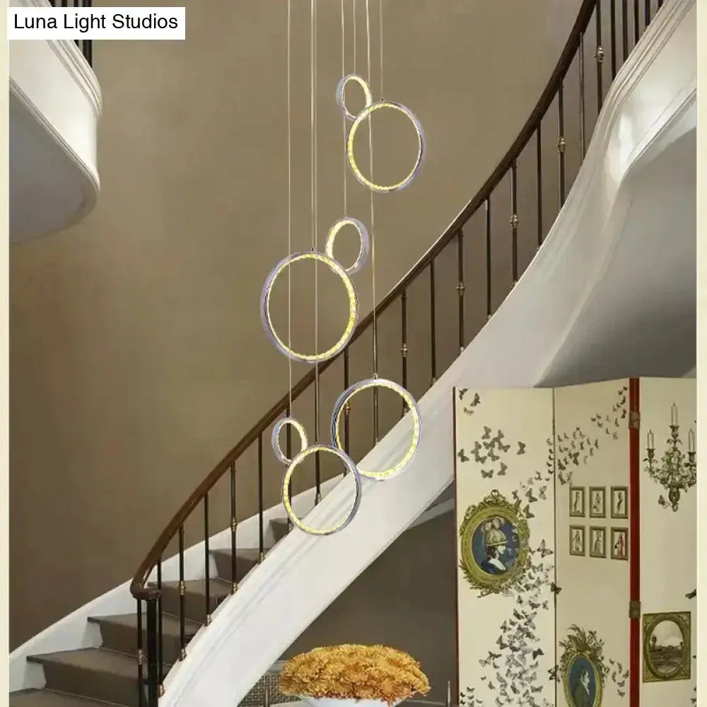 Pendant light Modern circle LED crystal pendant with hanging rings by Decorbites for dining room on Tampa Home & Garden Store