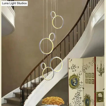 Pendant light Modern circle LED crystal pendant with hanging rings by Decorbites for dining room on Tampa Home & Garden Store