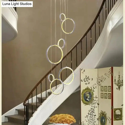 Pendant light: modern circle LED crystal rings by Decorbites for dining room on Tampa Home & Garden Store
