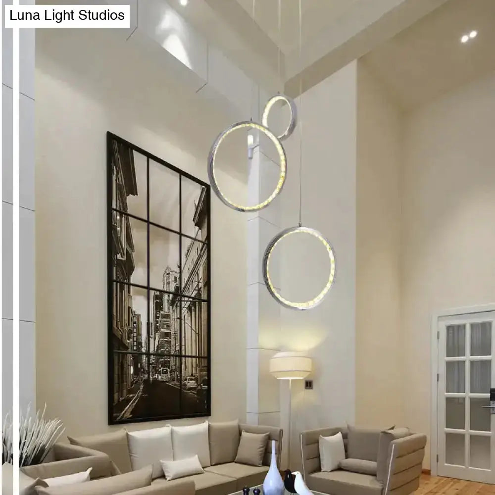 Pendant light with three circular LED crystal rings for dining room Decorbites on Tampa Home & Garden Store