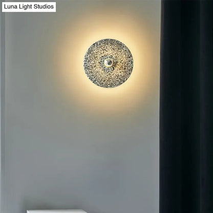 Terrazzo Wall Mounted Light: Designer Style 1-Bulb Sconce for Corridors in Beige & Lake Blue