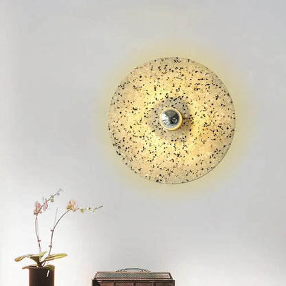 Terrazzo Wall Mounted Light: Designer Style 1-Bulb Sconce for Corridors in Beige & Lake Blue