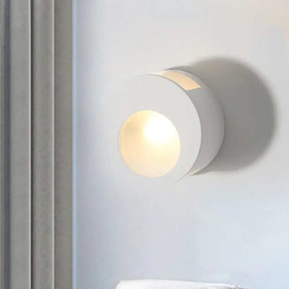 White Gypsum LED Wall Sconce by Decorbites, round disc LED light on wall on Tampa Home & Garden Store