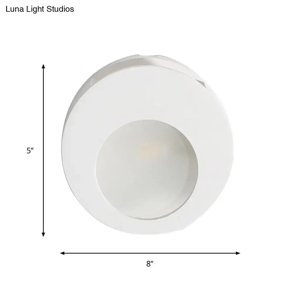 White Gypsum LED Wall Sconce by Decorbites, round gypsum wall light 5 in high, 8 in wide on Tampa Home & Garden Store