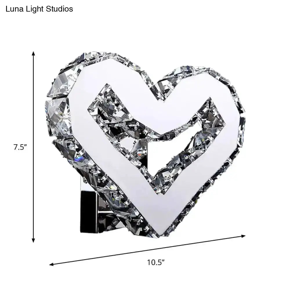 Crystal Heart Wall Lamp Stainless Steel Sconce