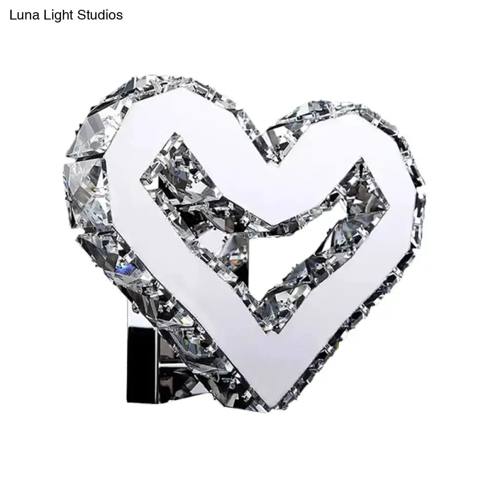 Crystal Heart Wall Lamp Stainless Steel Sconce