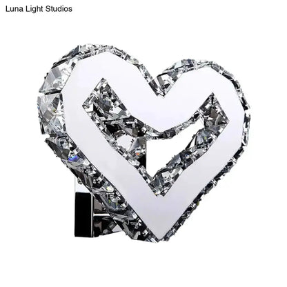 Crystal Heart Wall Lamp Stainless Steel Sconce