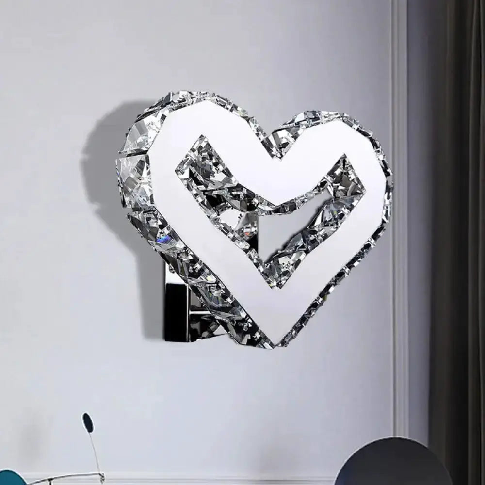 Crystal Heart Wall Lamp Stainless Steel Sconce