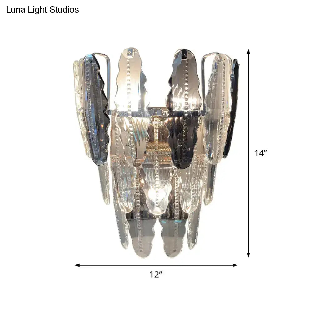 Crystal smoked glass sconce by Decorbites with hanging crystal prisms, home lighting on Tampa Home & Garden Store