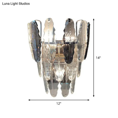 Crystal smoked glass sconce by Decorbites with hanging crystal prisms, home lighting on Tampa Home & Garden Store