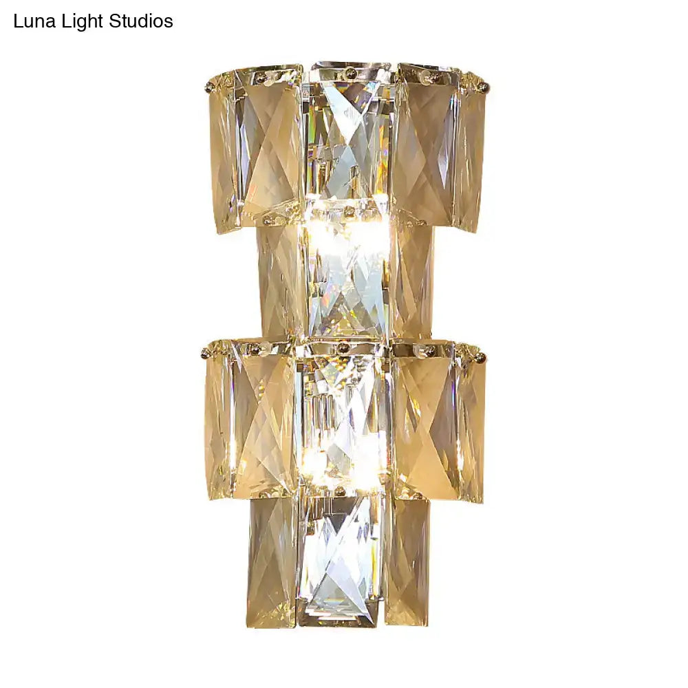 Chrome Crystal Tiered Sconce wall light by Decorbites with faceted prisms on Tampa Home & Garden Store