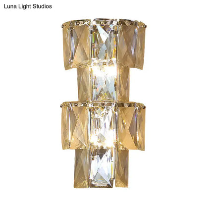 Chrome Crystal Tiered Sconce wall light by Decorbites with faceted prisms on Tampa Home & Garden Store