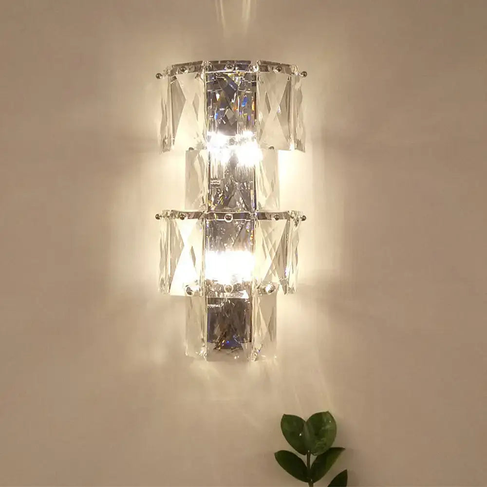 Chrome Crystal Tiered Sconce by Decorbites, wall-mounted crystal prisms on Tampa Home & Garden Store
