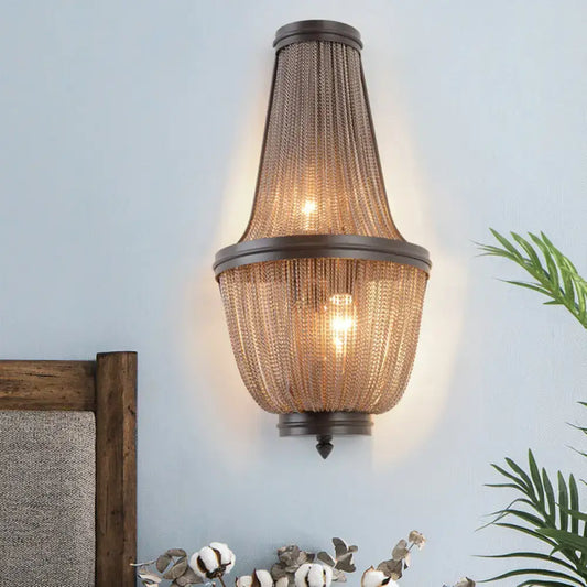 2-Light Modern Aluminum Empire Wall Sconce for Bedside in Coffee/Silver - Tampa Home & Garden Store