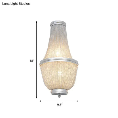 2-Light Modern Aluminum Empire Wall Sconce for Bedside in Coffee/Silver