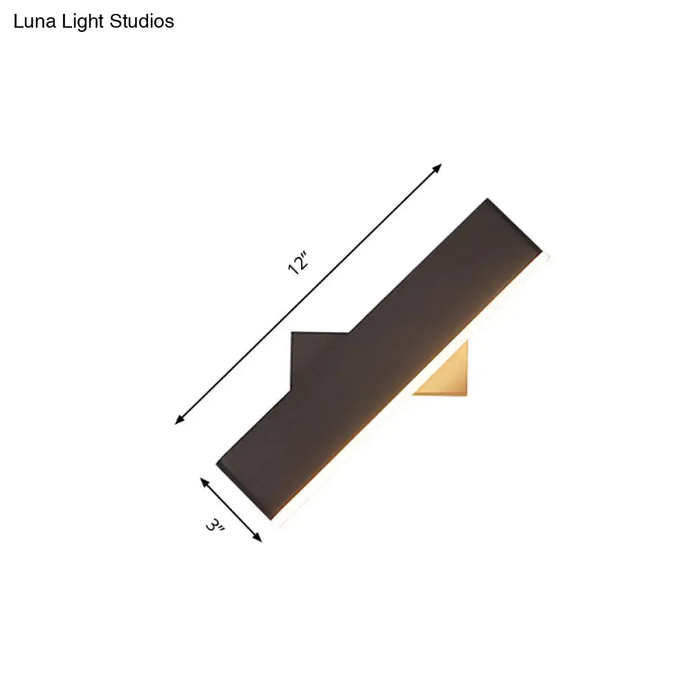 Coffee White Rectangular Sconce by Decorbites, dark metal with warm light, 12in long by 3in wide on Tampa Home & Garden Store
