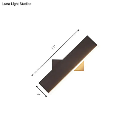 Coffee White Rectangular Sconce by Decorbites, dark metal with warm light, 12in long by 3in wide on Tampa Home & Garden Store