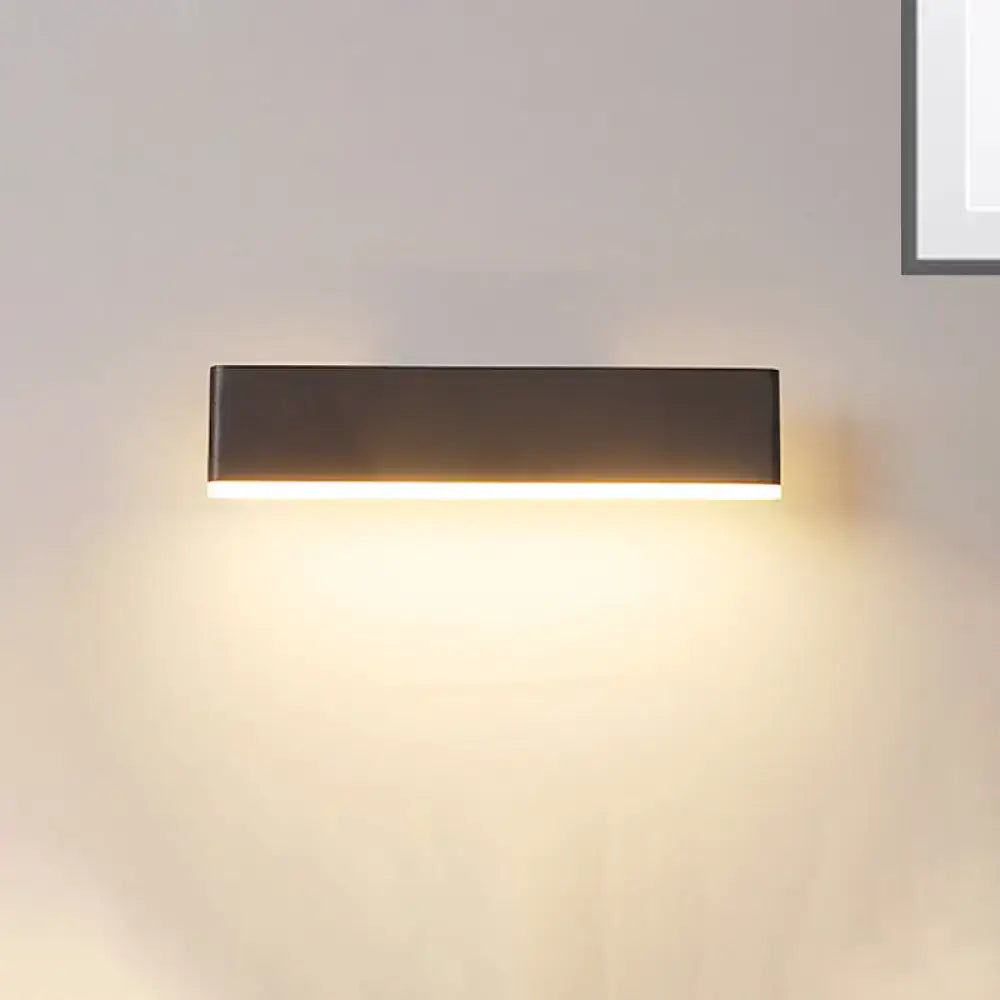 Coffee White Rectangular Sconce wall light with dark brown metal body and warm bottom glow on Tampa Home & Garden Store
