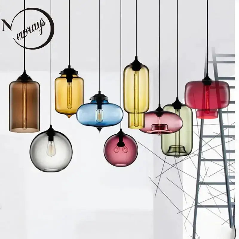 Decorbites modern colorful glass bowl pendant lights for kitchen dining room ceiling fixtures on Tampa Home & Garden Store