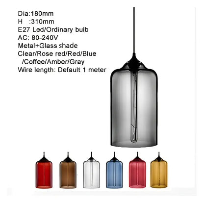 Modern colorful glass bowl pendant light by Decorbites, smoked gray shade on black cord on Tampa Home & Garden Store