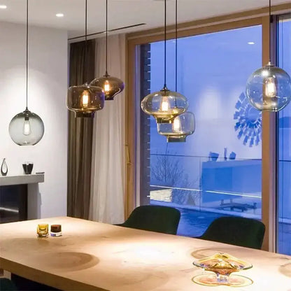 Decorbites modern colorful glass bowl pendant lights set of six for kitchen dining room on Tampa Home & Garden Store