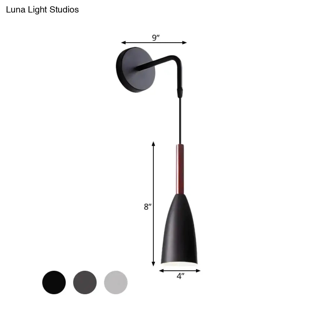 Modern Conical Black Wall Lamp for Bedroom LED