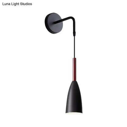 Modern Conical Black Wall Lamp for Bedroom LED