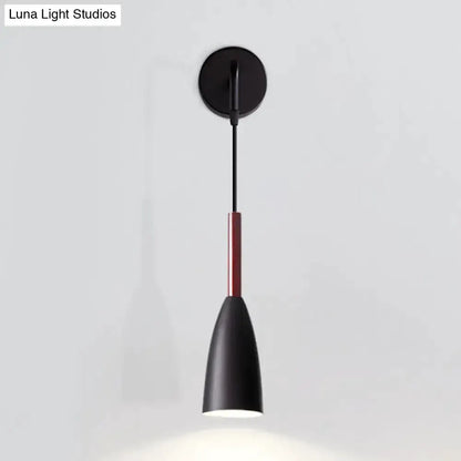 Modern Conical Black Wall Lamp for Bedroom LED