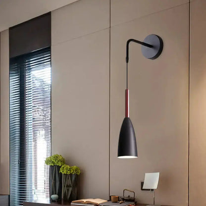 Modern Conical Black Wall Lamp for Bedroom LED