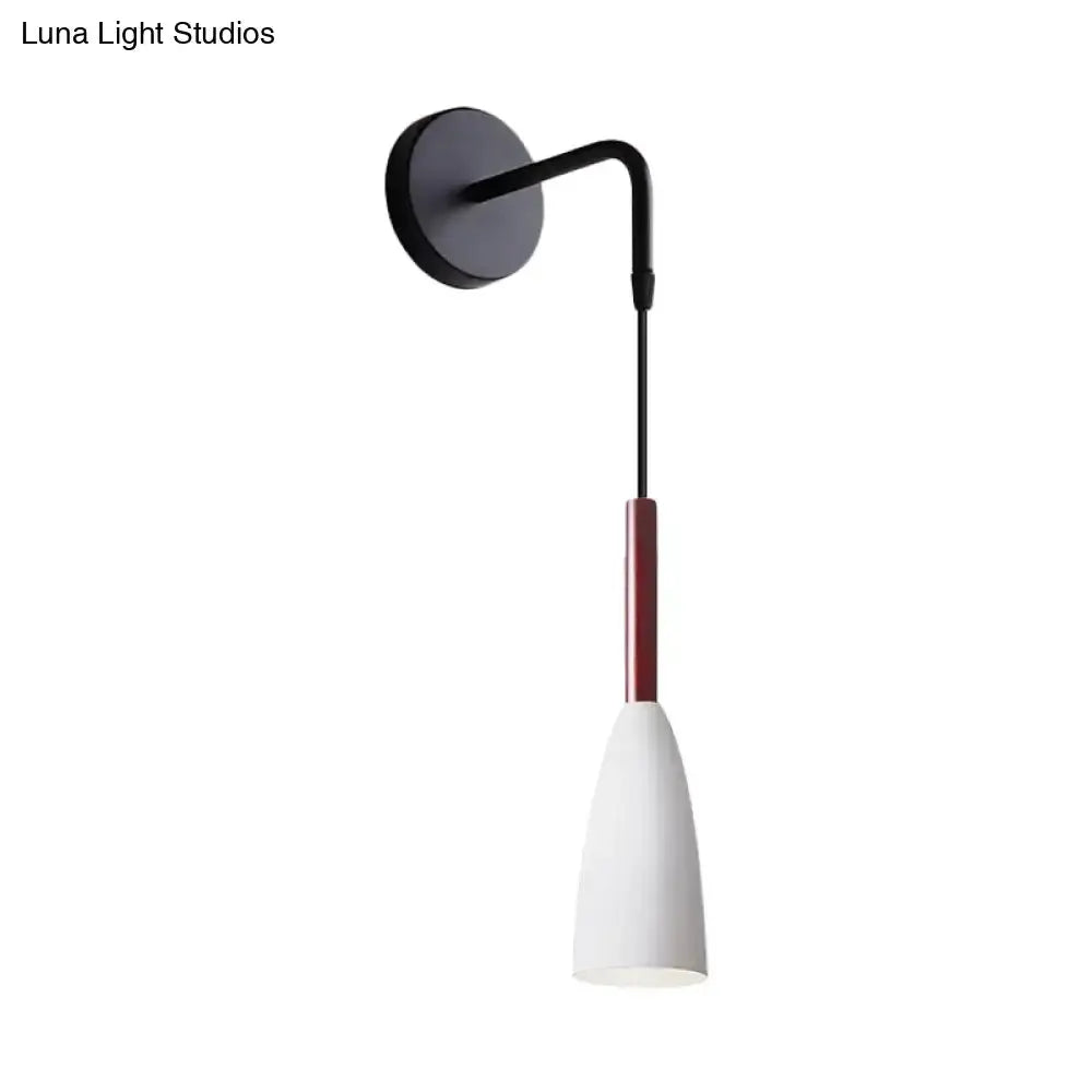 Modern conical black wall lamp by Decorbites with white shade and wood-accent stem on Tampa Home & Garden Store
