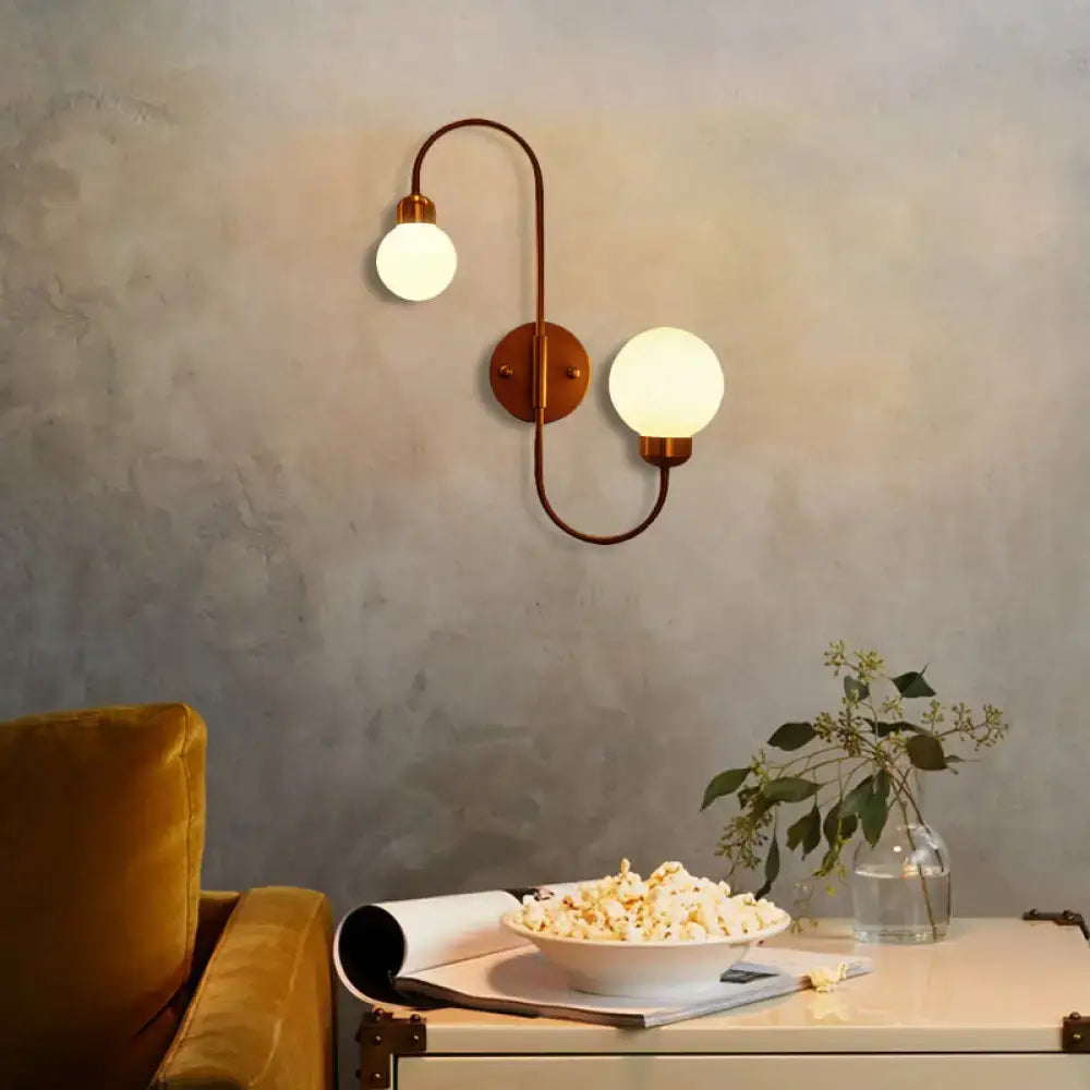 Copper Spherical Wall Sconce with dual frosted glass globes, Decorbites copper finish on Tampa Home & Garden Store