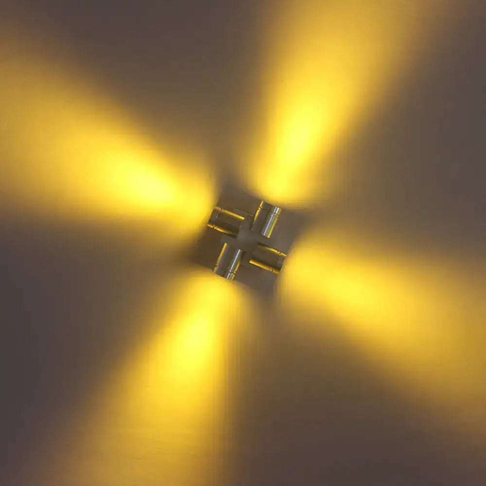 Silver Cross Aluminum Wall Lamp by Decorbites; cross-shaped fixture with cylindrical light heads on Tampa Home & Garden Store