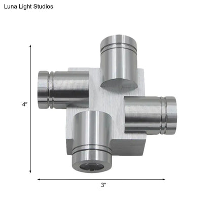 Silver Cross Aluminum Wall Lamp by Decorbites, cross fixture with four cylindrical arms on Tampa Home & Garden Store